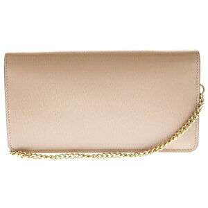 Prada Chain Shoulder Wallet Leather Pink Bag Beige Logo Tan Pink Plate